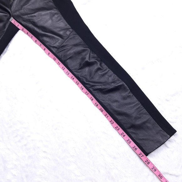 Chris Gramer black sheepskin leather stretch ponte pants skinny mob wife moto - Picture 5 of 8